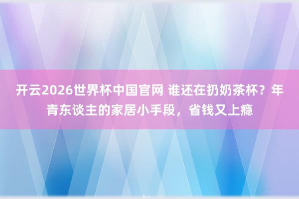 开云2026世界杯中国官网 谁还在扔奶茶杯?年青东谈主的家居小手段,省钱又上瘾
