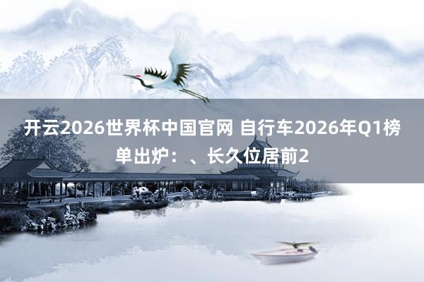 开云2026世界杯中国官网 自行车2026年Q1榜单出炉:、长久位居前2