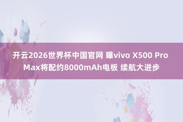 开云2026世界杯中国官网 曝vivo X500 Pro Max将配约8000mAh电板 续航大进步
