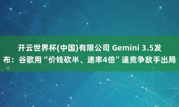 开云世界杯(中国)有限公司 Gemini 3.5发布：谷歌用“价钱砍半、速率4倍”逼竞争敌手出局