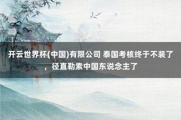 开云世界杯(中国)有限公司 泰国考核终于不装了,径直勒索中国东说念主了
