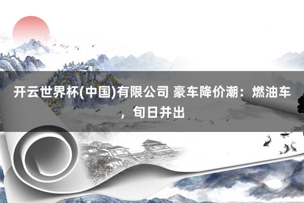 开云世界杯(中国)有限公司 豪车降价潮:燃油车,旬日并出