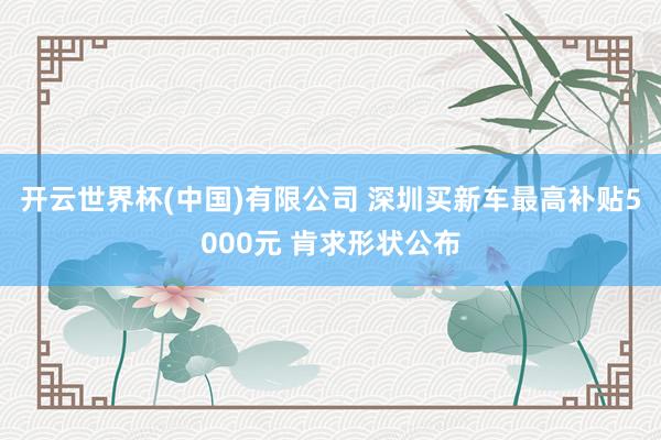 开云世界杯(中国)有限公司 深圳买新车最高补贴5000元 肯求形状公布