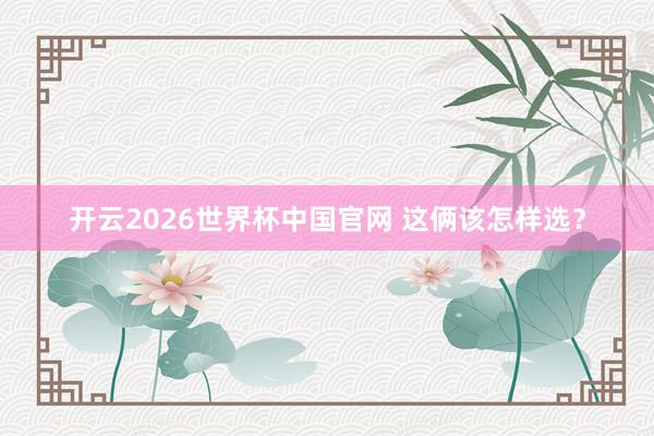 开云2026世界杯中国官网 这俩该怎样选？