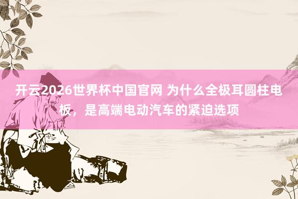 开云2026世界杯中国官网 为什么全极耳圆柱电板,是高端电动汽车的紧迫选项
