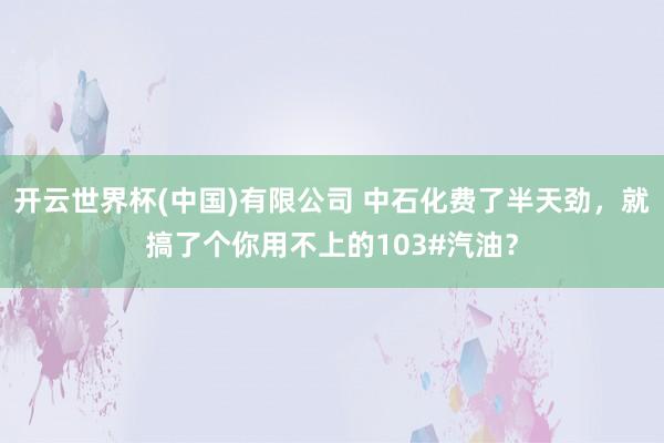 开云世界杯(中国)有限公司 中石化费了半天劲,就搞了个你用不上的103#汽油?