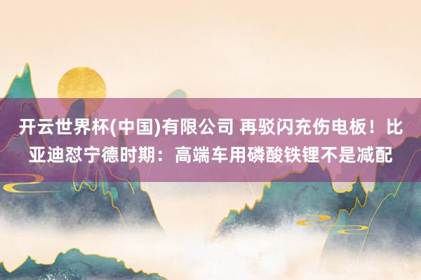 开云世界杯(中国)有限公司 再驳闪充伤电板！比亚迪怼宁德时期：高端车用磷酸铁锂不是减配