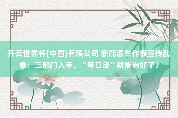 开云世界杯(中国)有限公司 新能源车作假宣传乱象:三部门入手,“夸口皮”就能治好了?