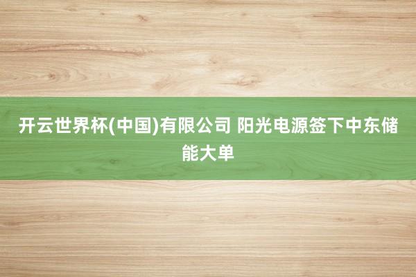 开云世界杯(中国)有限公司 阳光电源签下中东储能大单