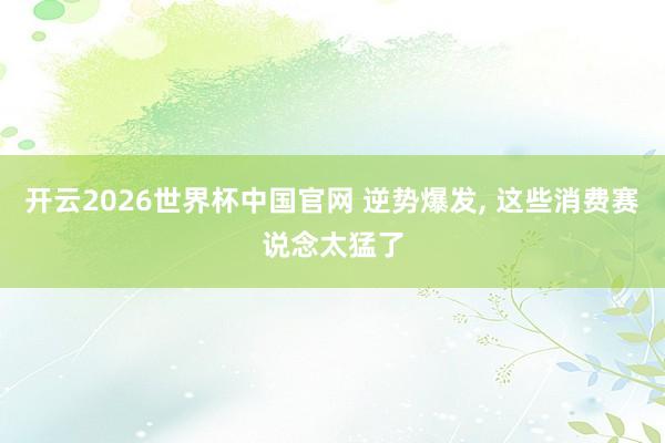 开云2026世界杯中国官网 逆势爆发, 这些消费赛说念太猛了