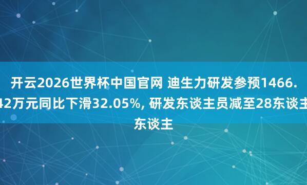 开云2026世界杯中国官网 迪生力研发参预1466.42万元同比下滑32.05%, 研发东谈主员减至28东谈主