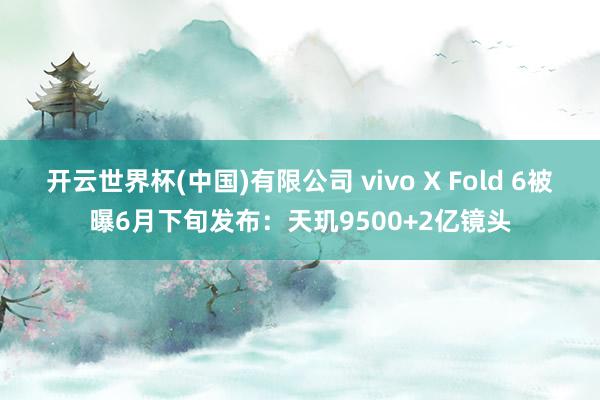 开云世界杯(中国)有限公司 vivo X Fold 6被曝6月下旬发布:天玑9500+2亿镜头