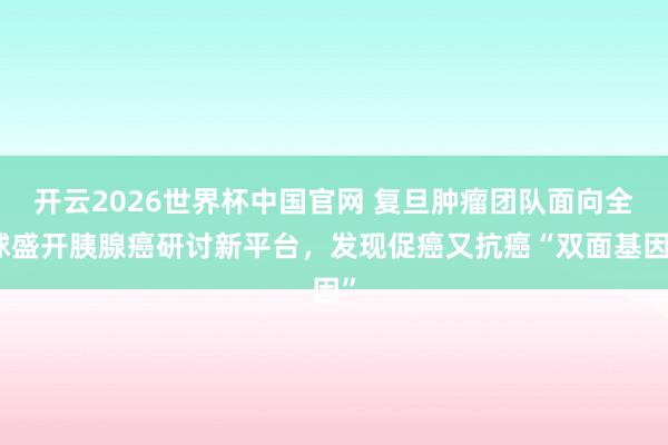 开云2026世界杯中国官网 复旦肿瘤团队面向全球盛开胰腺癌研讨新平台,发现促癌又抗癌“双面基因”
