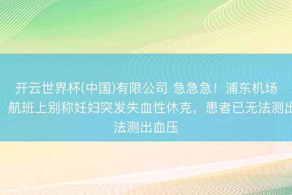 开云世界杯(中国)有限公司 急急急！浦东机场接报：航班上别称妊妇突发失血性休克，患者已无法测出血压