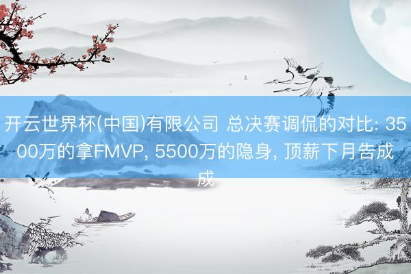 开云世界杯(中国)有限公司 总决赛调侃的对比: 3500万的拿FMVP, 5500万的隐身, 顶薪下月告成
