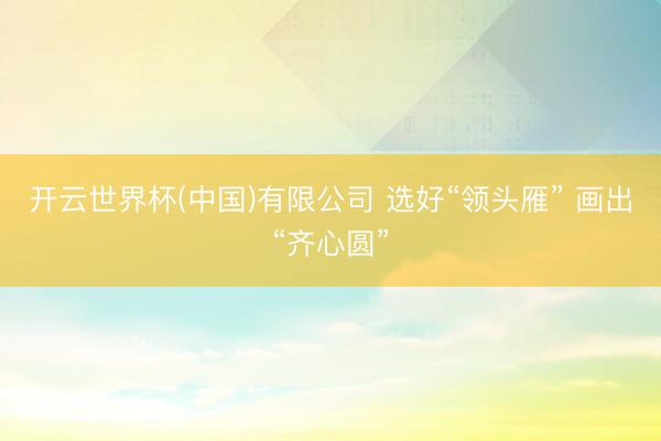 开云世界杯(中国)有限公司 选好“领头雁” 画出“齐心圆”