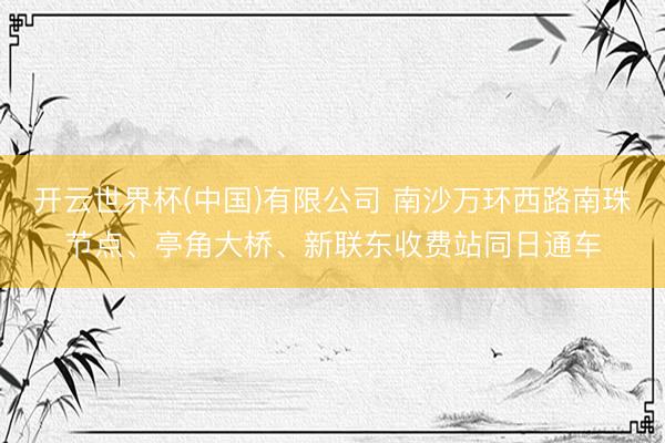 开云世界杯(中国)有限公司 南沙万环西路南珠节点、亭角大桥、新联东收费站同日通车